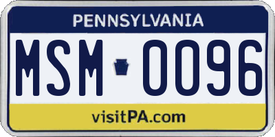 PA license plate MSM0096