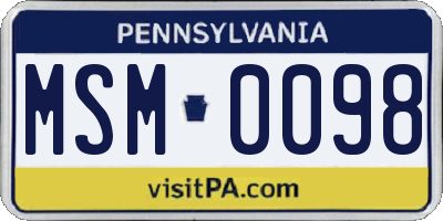 PA license plate MSM0098