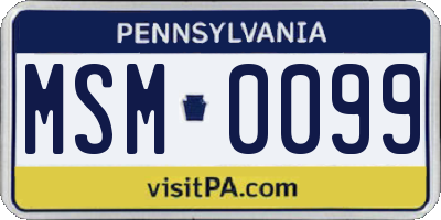 PA license plate MSM0099