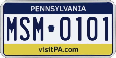 PA license plate MSM0101