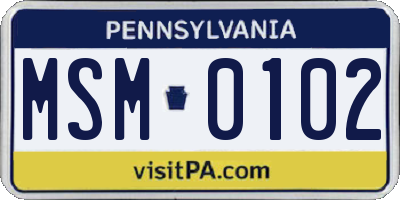 PA license plate MSM0102