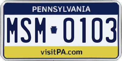 PA license plate MSM0103