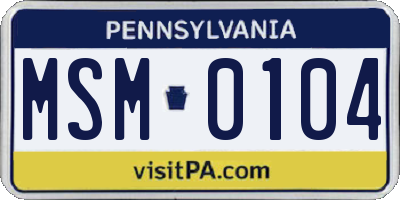 PA license plate MSM0104