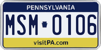 PA license plate MSM0106