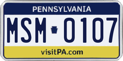 PA license plate MSM0107