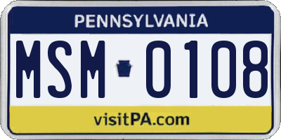 PA license plate MSM0108