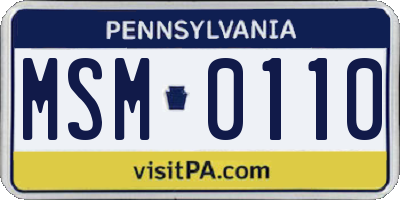 PA license plate MSM0110