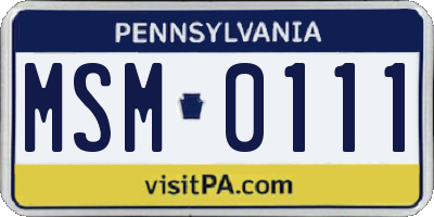 PA license plate MSM0111