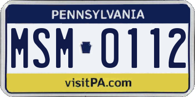 PA license plate MSM0112
