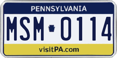 PA license plate MSM0114