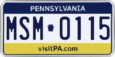 PA license plate MSM0115