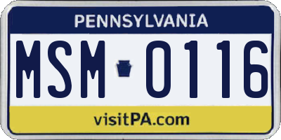 PA license plate MSM0116