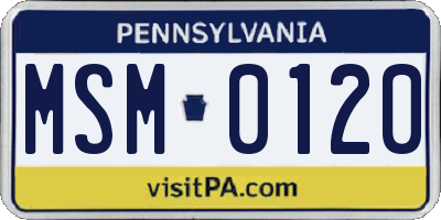 PA license plate MSM0120