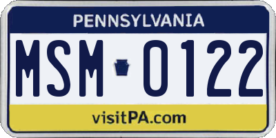 PA license plate MSM0122