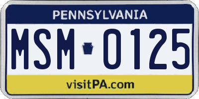 PA license plate MSM0125