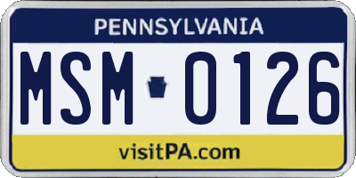 PA license plate MSM0126