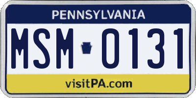 PA license plate MSM0131