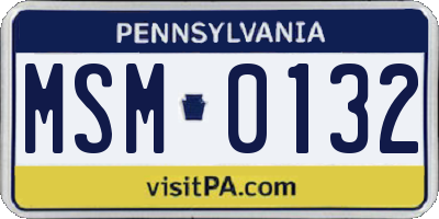 PA license plate MSM0132