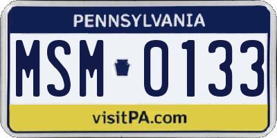 PA license plate MSM0133
