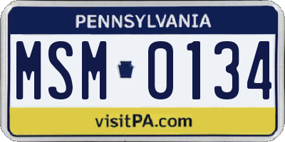 PA license plate MSM0134