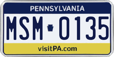 PA license plate MSM0135