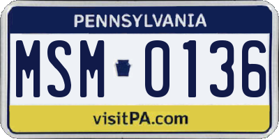 PA license plate MSM0136