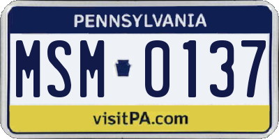 PA license plate MSM0137
