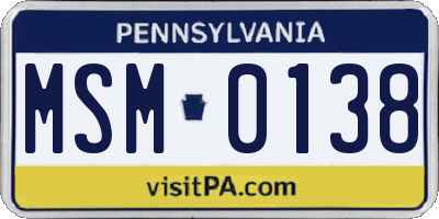 PA license plate MSM0138