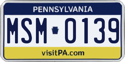 PA license plate MSM0139