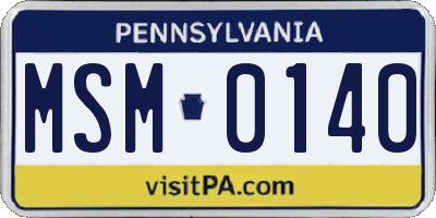 PA license plate MSM0140