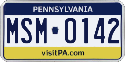 PA license plate MSM0142