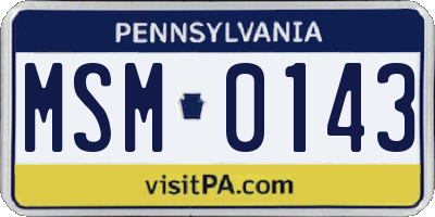 PA license plate MSM0143
