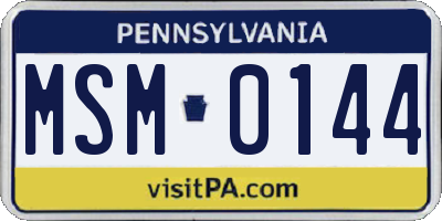 PA license plate MSM0144