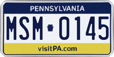 PA license plate MSM0145