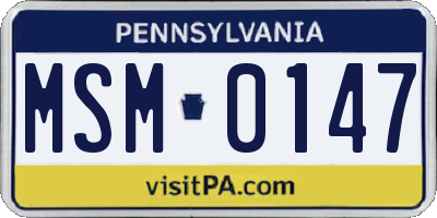 PA license plate MSM0147