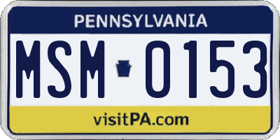 PA license plate MSM0153
