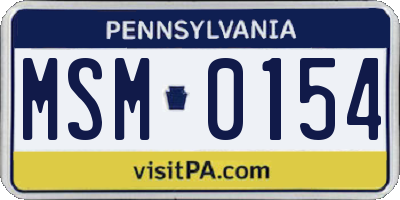 PA license plate MSM0154