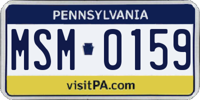 PA license plate MSM0159