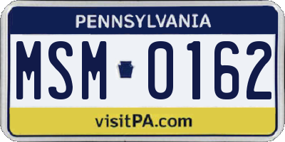 PA license plate MSM0162
