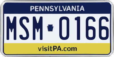 PA license plate MSM0166