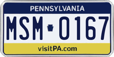 PA license plate MSM0167