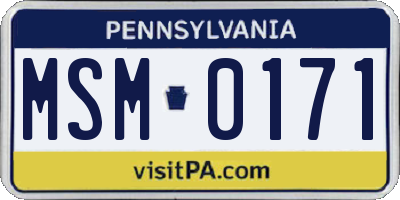 PA license plate MSM0171