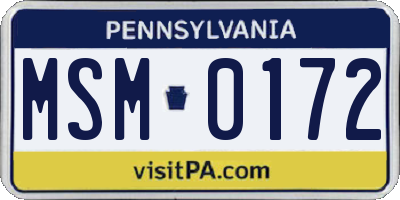 PA license plate MSM0172