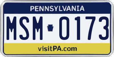 PA license plate MSM0173