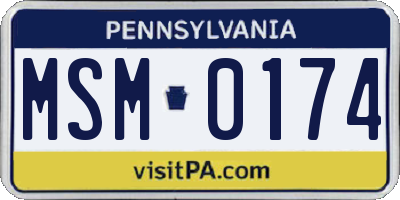 PA license plate MSM0174