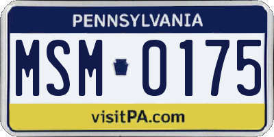 PA license plate MSM0175