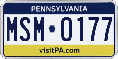 PA license plate MSM0177