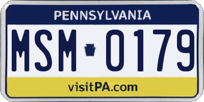 PA license plate MSM0179