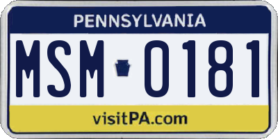 PA license plate MSM0181