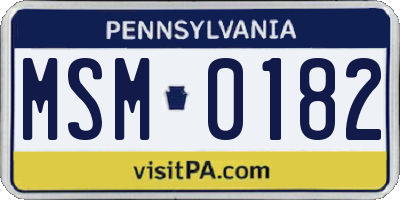 PA license plate MSM0182